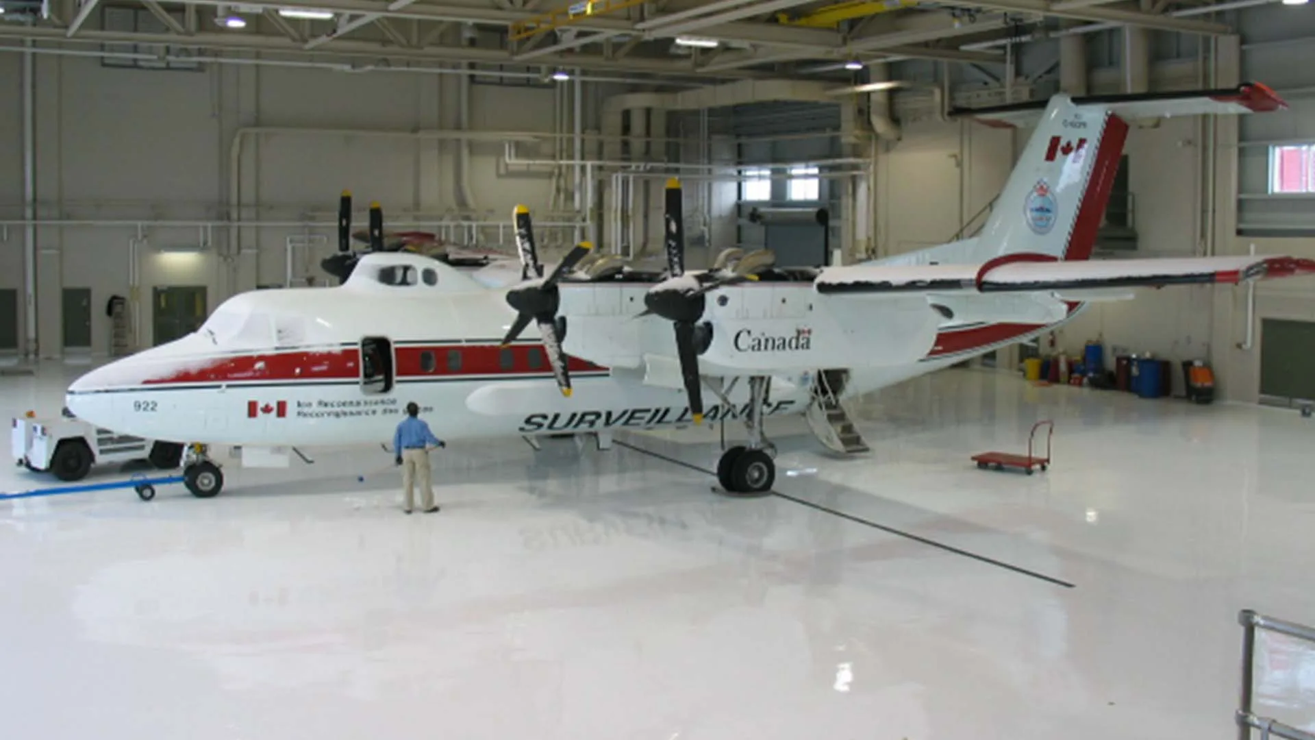 Aircraft hangar with completed East Coast Coatings flooring
