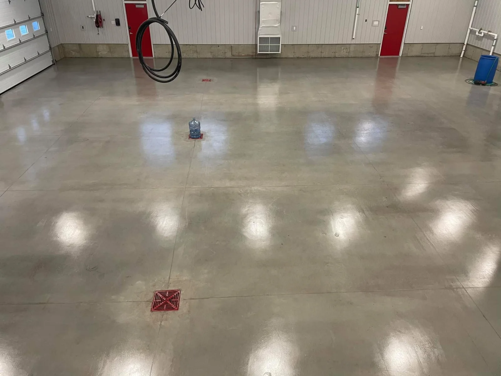 Sealed concrete floor at a fire station in Paquetville, New Brunswick